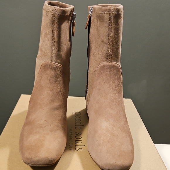 Gentle Souls Light Brown Suede Ankle Booties - Picture 1 of 6